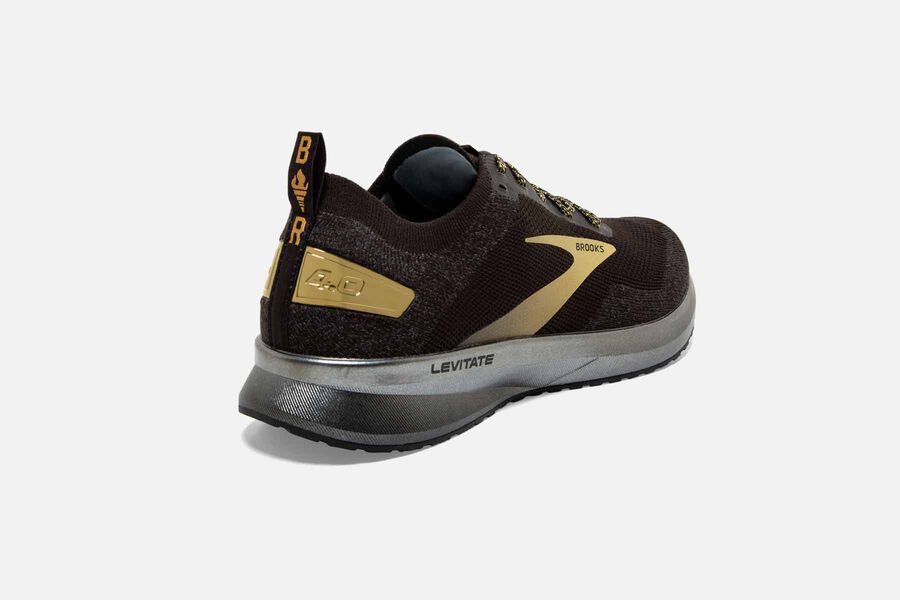 Levitate 4 Road Brooks Running Shoes NZ Mens - Black/Gold - BVUJPD-370